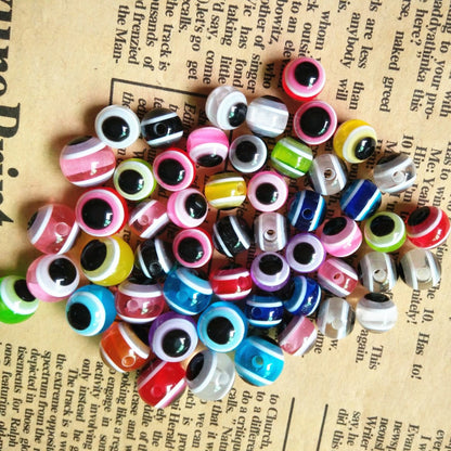 Striped Evil Eye Resin Beads 6-12mm Glossy Multicolor 500pcs 2