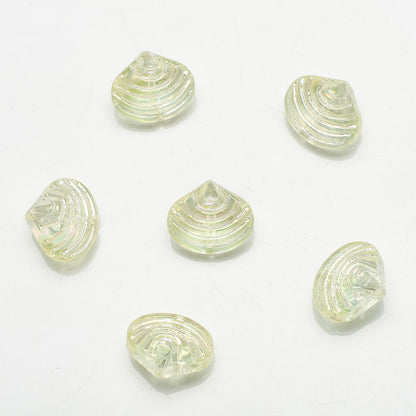 Electroplated Spiral Shell Glass Beads 14mm Iridescent Colors 30pcs 18