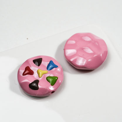 Painted Cookies Acrylic Beads 25mm Colorful Baking Design 50pcs 17