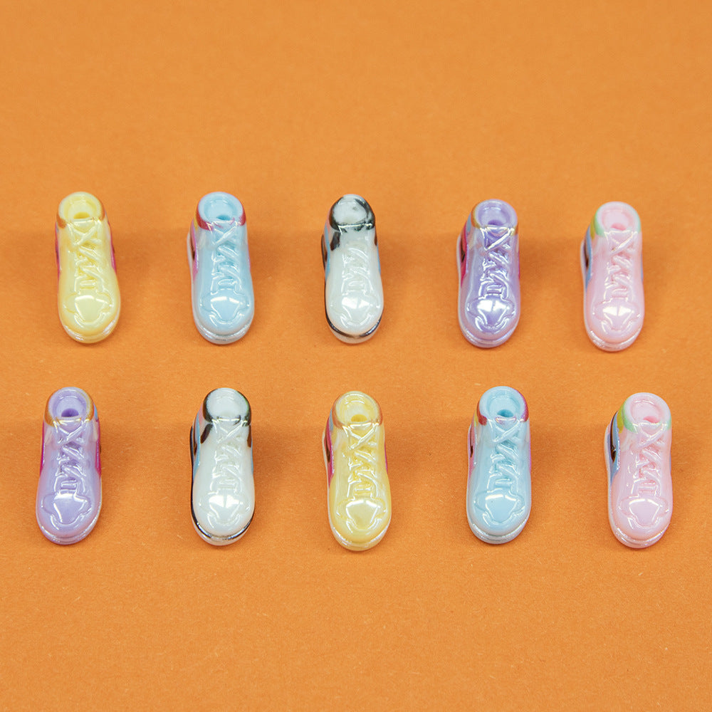 Plating 3D Sneaker Resin Beads 18mm Glossy Pastel Colors 10pcs 4