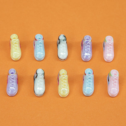 Plating 3D Sneaker Resin Beads 18mm Glossy Pastel Colors 10pcs 4