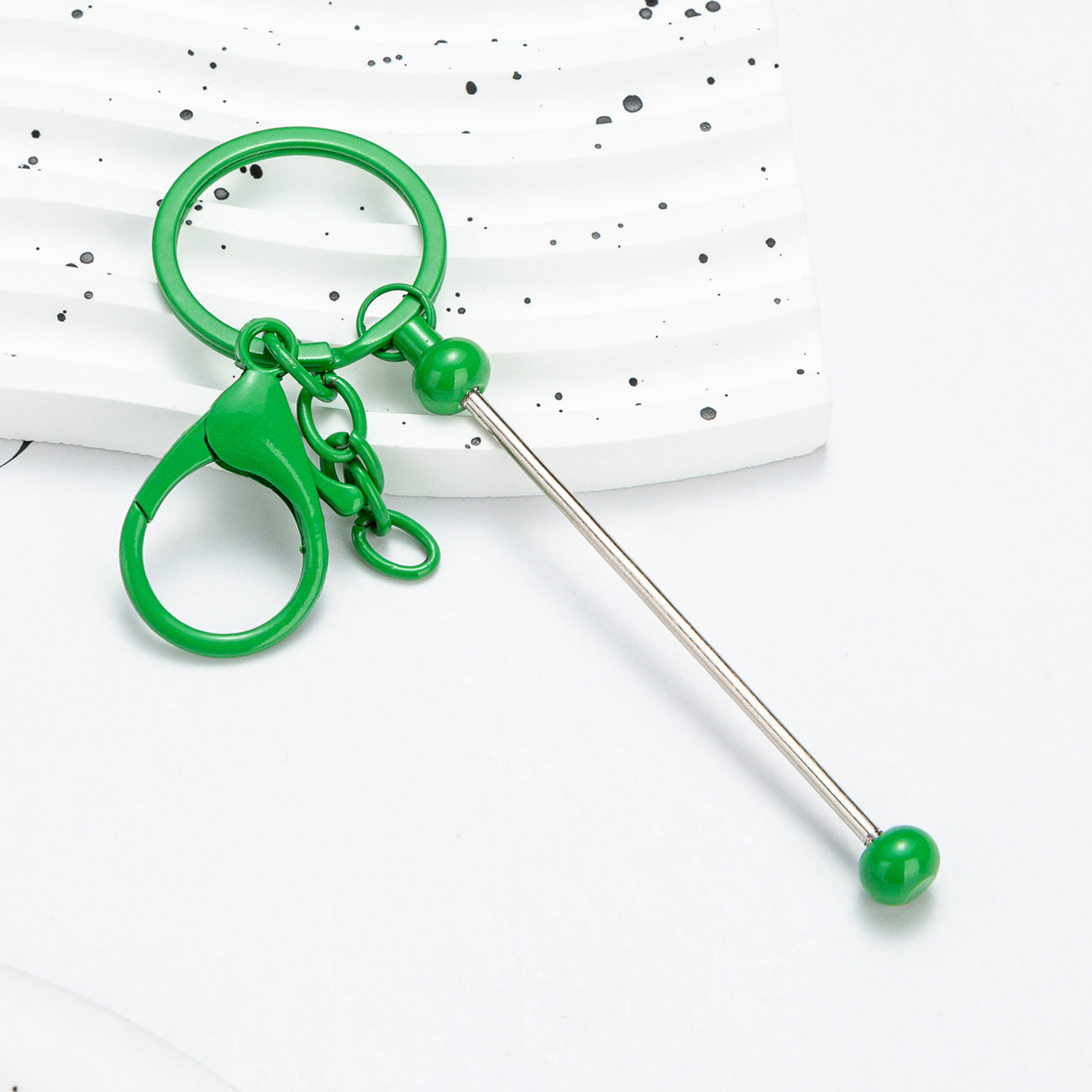Beadable Keychain Metal Slender Shaft Polished Ball Lobster Clasp 18