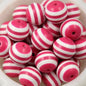 Striped Bubblegum Beads 16-20mm Bright Rose Red Glossy 10pcs