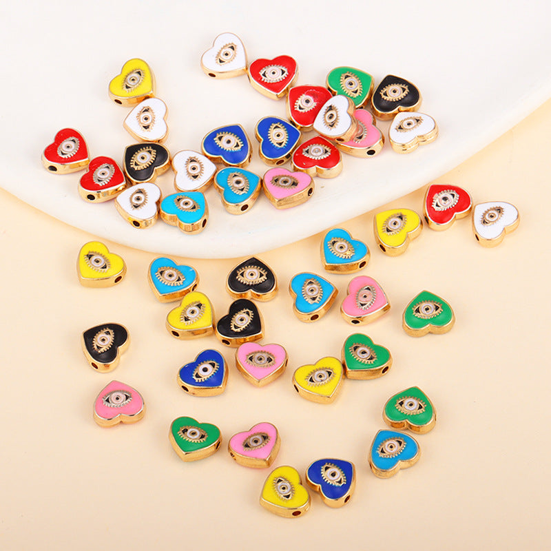 Irregular Shaped Metal Beads Double-Sided Enamel Evil Eye 20pcs 5