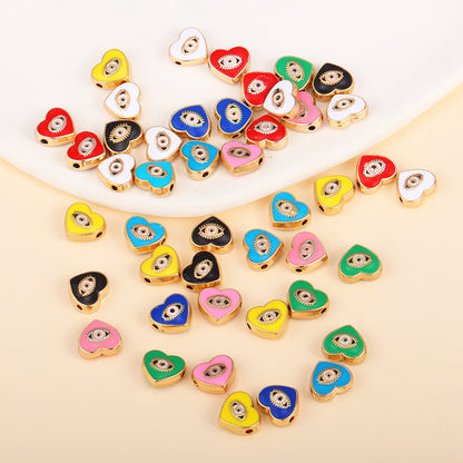 Irregular Shaped Metal Beads Double-Sided Enamel Evil Eye 20pcs 5