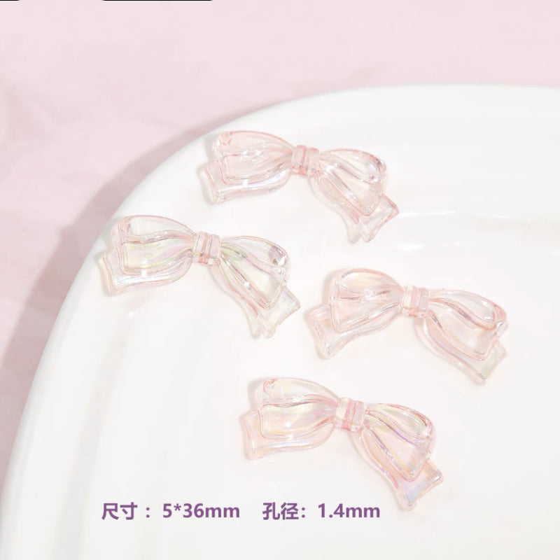 Transparent Bow Acrylic Beads 5x36mm Pastel Glossy 10pcs 8