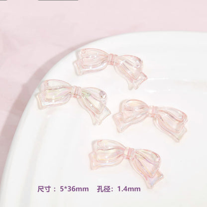Transparent Bow Acrylic Beads 5x36mm Pastel Glossy 10pcs 8