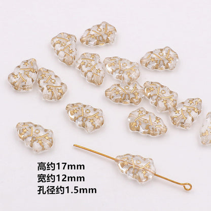 Vintage Baroque Flower Acrylic Beads Gilded Transparent 10pcs 17