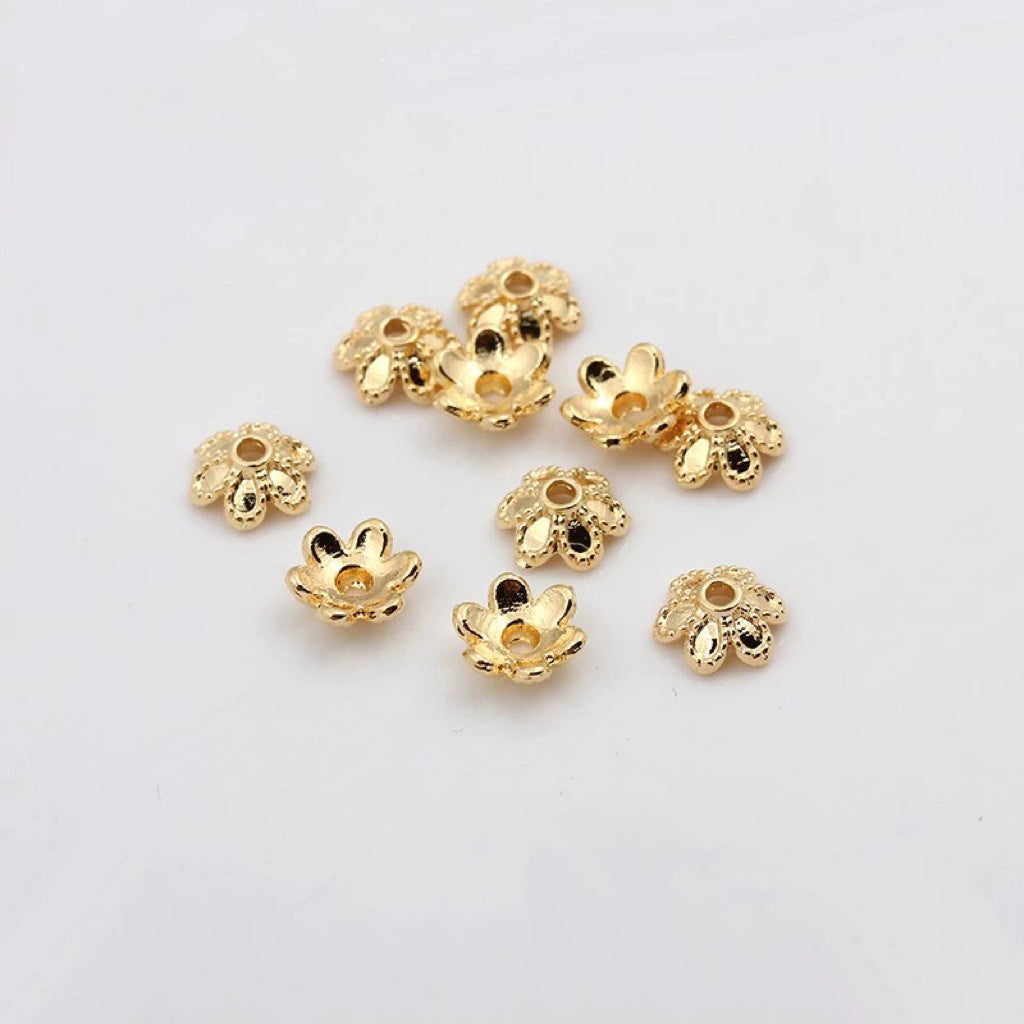 Brass Flower Bead Caps 6/8/10mm Six-Petal 100pcs 4