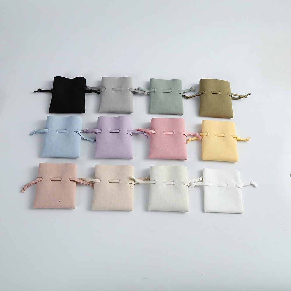 Microfiber Drawstring Pouches Imitation Leather Solid Colors 1pc 7x8 or 8x10cm