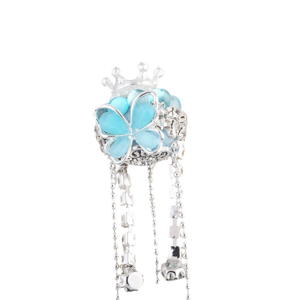 Tassel Crown Butterfly Metal Beads 24mm Silver Tone Alloy 6pcs 5