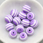Rainbow Color Striped Resin Beads 12mm Round Glossy 60pcs 10