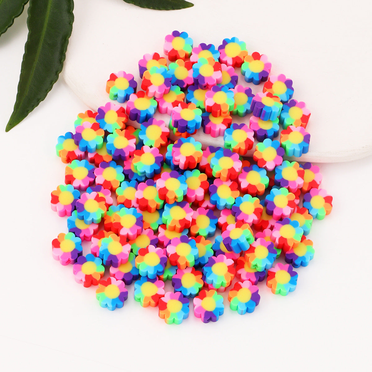 Flower Clay Beads 10mm Colorful Sunflower Polymer 100pcs 2