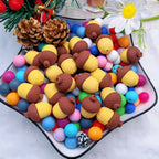 Silicone 3D Focal Beads Acorns Brown Detailed Caps 20pcs 2
