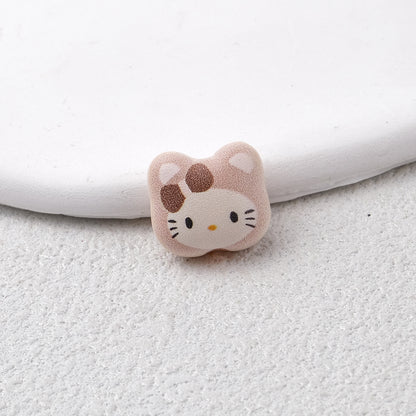 Leopard Print Hello KT Acrylic Beads 14mm Matte Finish 20pcs 9