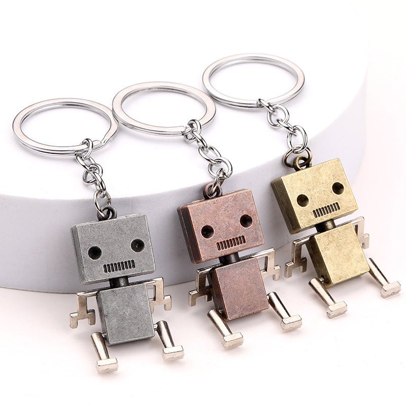 Alloy Robot Keychain Vintage Zinc Alloy Blocky Design