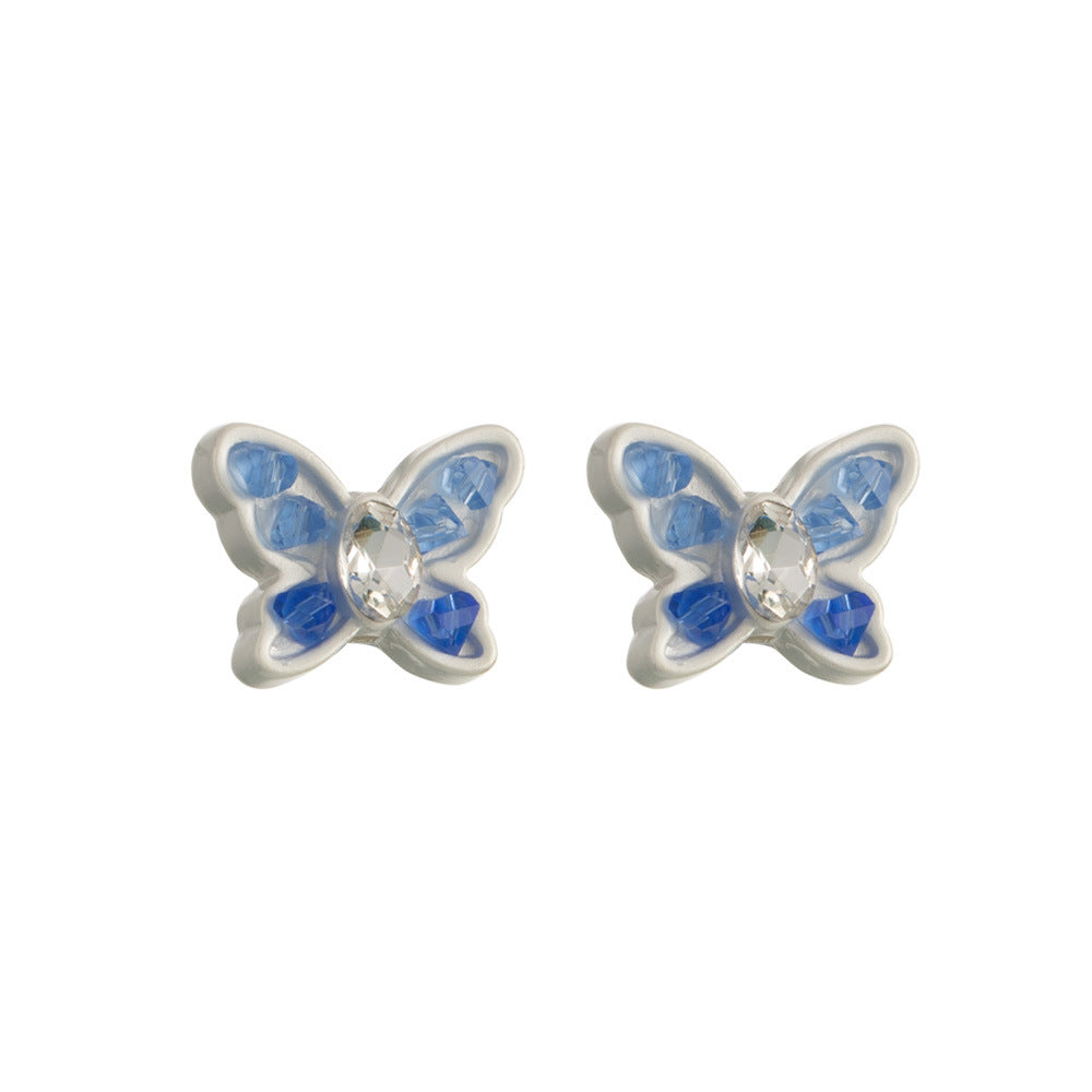 Two-Color Butterfly Rhinestone Beads 17mm Alloy Base 10pcs 5
