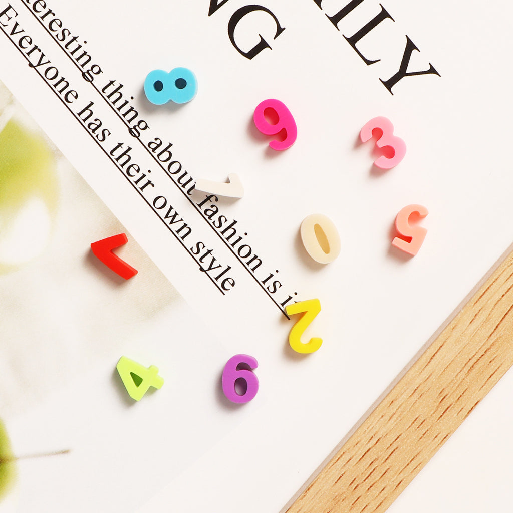 3D Number Clay Beads 10mm Colorful Polymer 200pcs 3