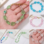 Frosted Irregular Cut Flat Stone Glass Beads 12x15mm Multicolor 10pcs 2