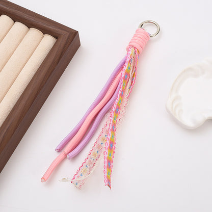Braided Boho Lace Tassel Crochet Keychain Polyester 19cm 4pcs 19