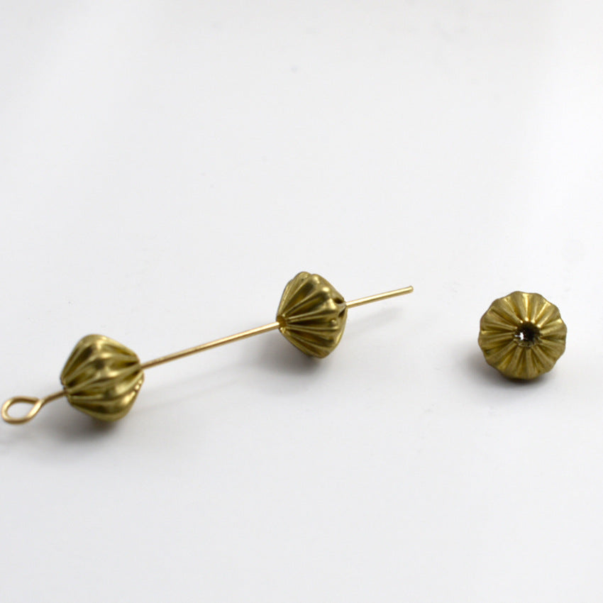 Brass Rhombus Metal Beads 4-9mm Wrinkle Striped 100pcs 5