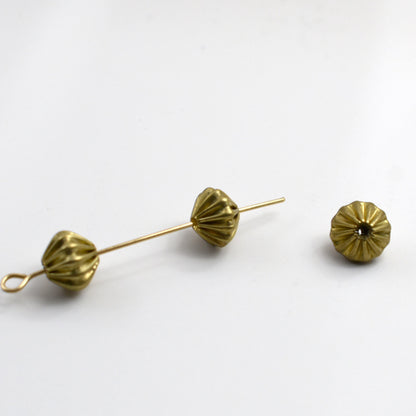 Brass Rhombus Metal Beads 4-9mm Wrinkle Striped 100pcs 5