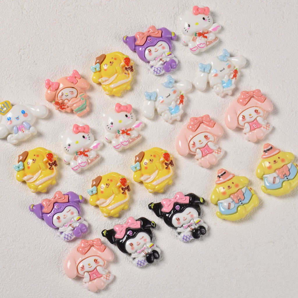 3D Enamel Character Resin Beads Glossy Pastel 2pcs