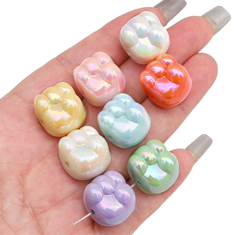 Glossy Fist Acrylic Beads 16mm Pastel Iridescent 16pcs 4