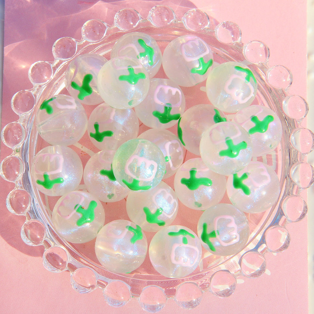 Painted Smiley Face Acrylic Beads 16mm Glow In The Dark 10pcs 8