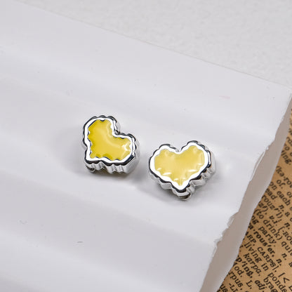 Silver Pixel Heart and Star Acrylic Beads 11mm Mixed Shapes 50pcs 7