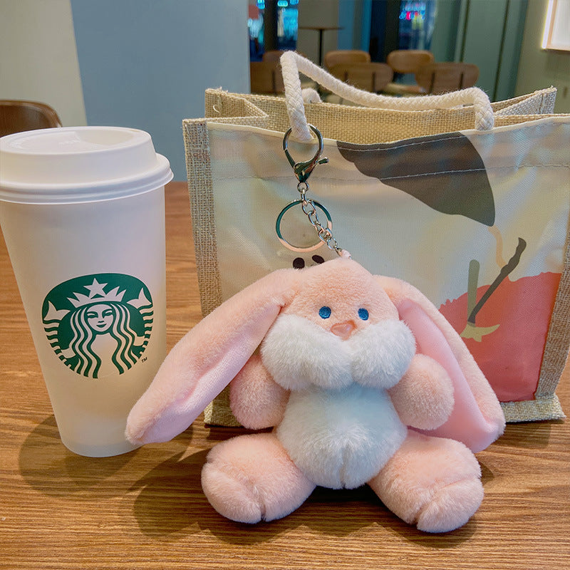 Plush Rabbit Couple Keychain Soft Pastel Bunny Charm 3