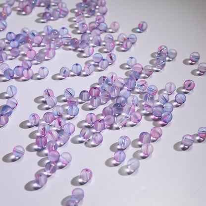 Frosted Round Glass Beads 10mm Soft Matte Finish Gold Flecks 50pcs 15
