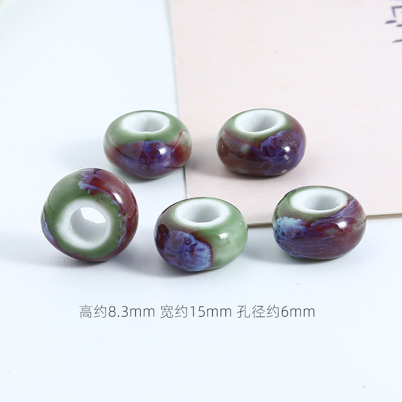 Ceramic Spacer Beads 15mm Fambe Glaze Large Hole 20pcs 16