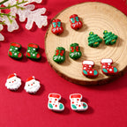 Christmas Series Enamel Metal Beads Festive Holiday Designs 10pcs