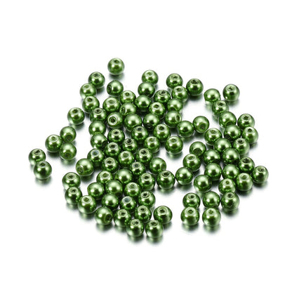 Pearl Glass Beads 8mm Imitation Smooth Glossy Mixed Colors 100pcs 13