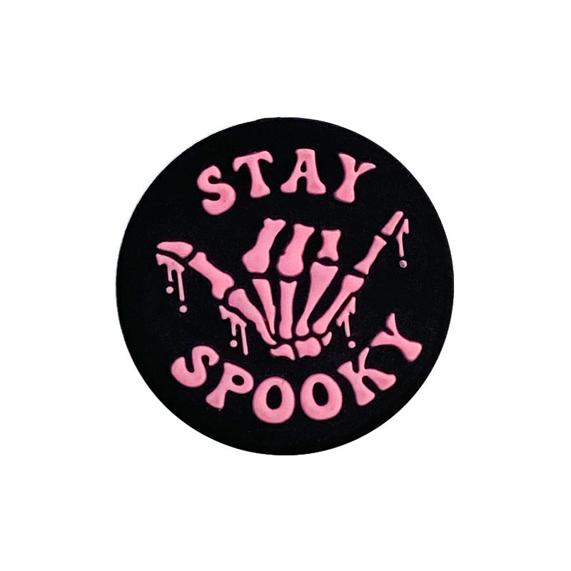 Silicone Focal Beads Ghost Finger Stay Spooky Lettering 20pcs 7