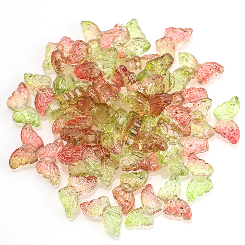 Czech Glass Beads Butterfly 8 15mm Dual Color Gradient Transparent 50pcs 6