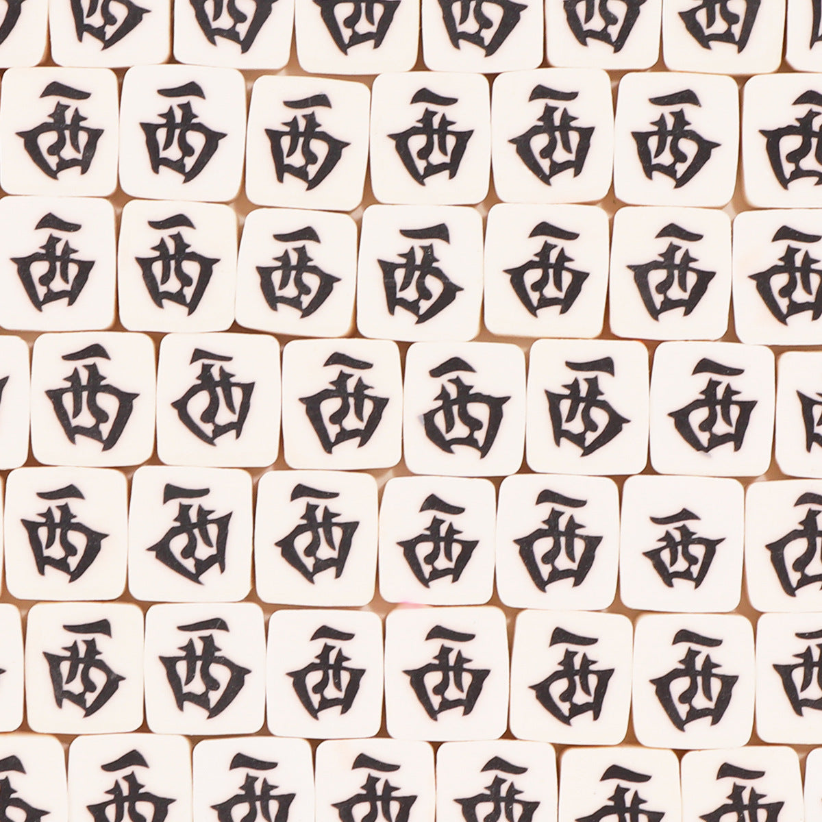 Flat Clay Beads 9x10mm Mahjong Tile Design Polymer 100pcs 8