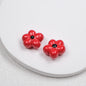 Hand Painted Irregular Flower Acrylic Beads 16mm Enamel Finish 50pcs 16