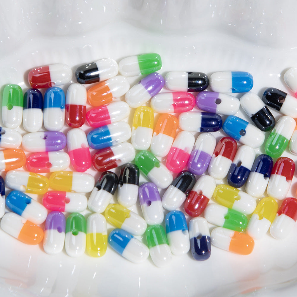 Plating Capsule Resin Beads 12mm Glossy Two Tone 20pcs 2