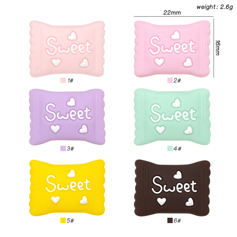 Silicone 3D Focal Beads Macaron Color Candy Sweet Embossed Text 20Pcs 2