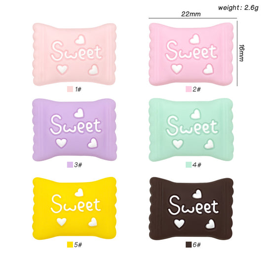 Silicone 3D Focal Beads Macaron Color Candy Sweet Embossed Text 20Pcs 2