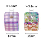 Square Acrylic Beads 14mm Grid and Fruit Pattern 50pcs 3