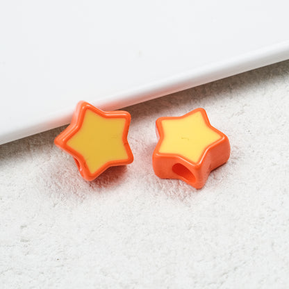 Painted Star Acrylic Beads 16mm Two-Color Enamel Glossy 20pcs 12