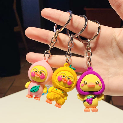 Silicone Fruit Theme Cartoon Duck Keychain Vibrant Colors 2