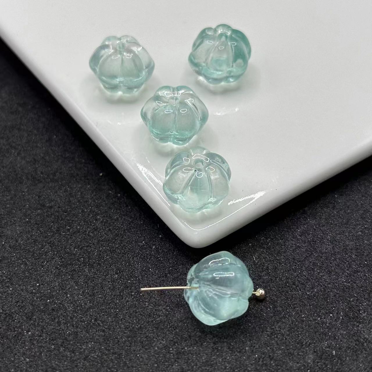 Czech Glass Beads Pumpkin 12mm Translucent Amber 100pcs 10