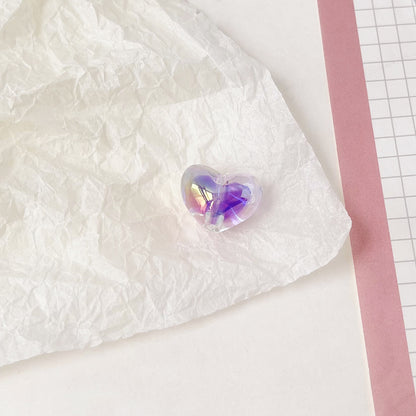 Transparent Heart Acrylic Beads 14mm UV Plating Two-Color 100pcs 8