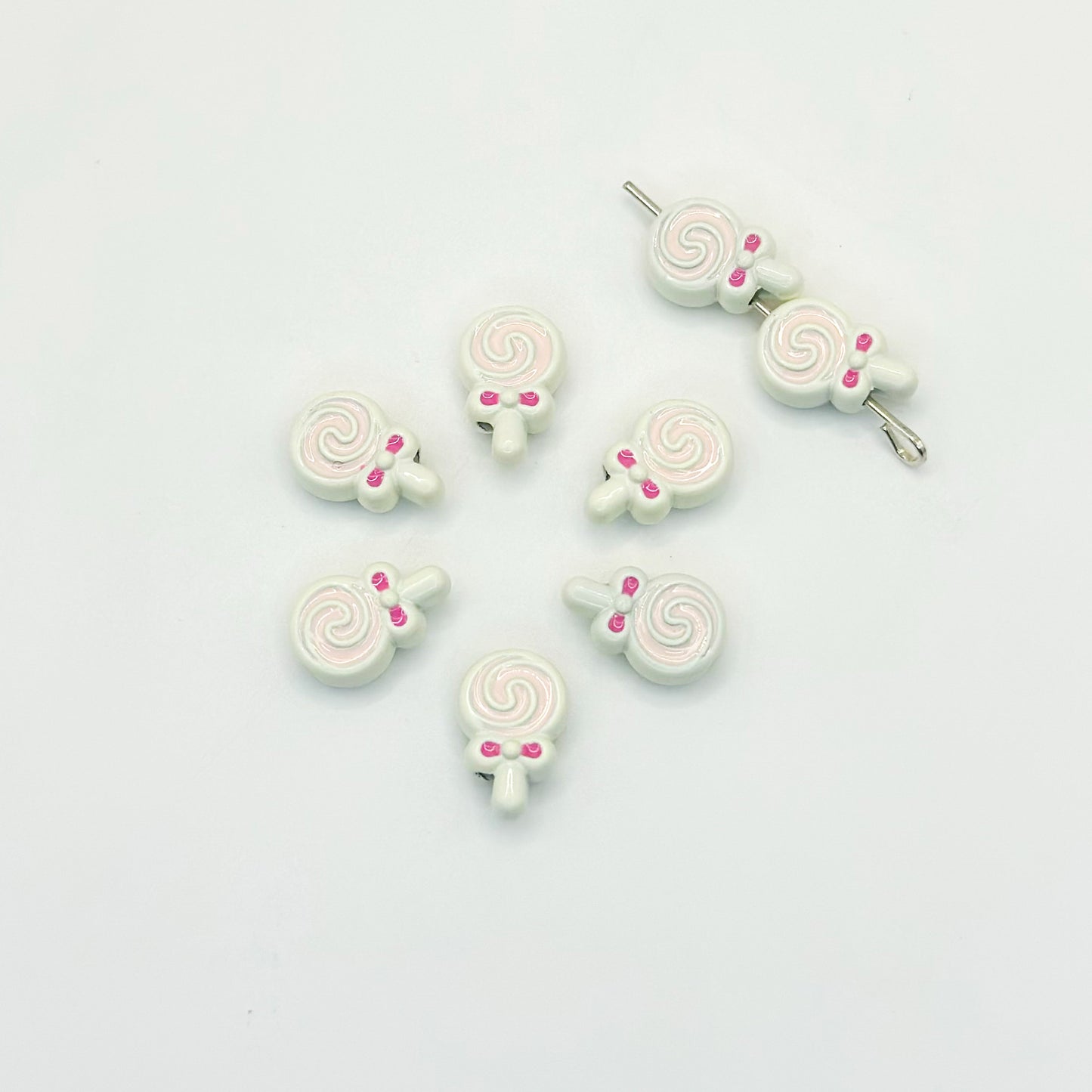 Lollipop Metal Beads 12mm Painted Alloy 10pcs 10