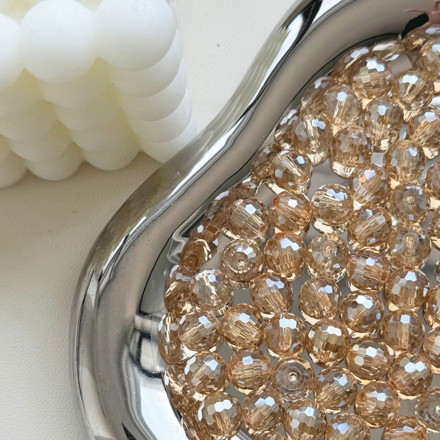 Vintage Faceted Round Glass Beads 8mm Iridescent 50pcs 14