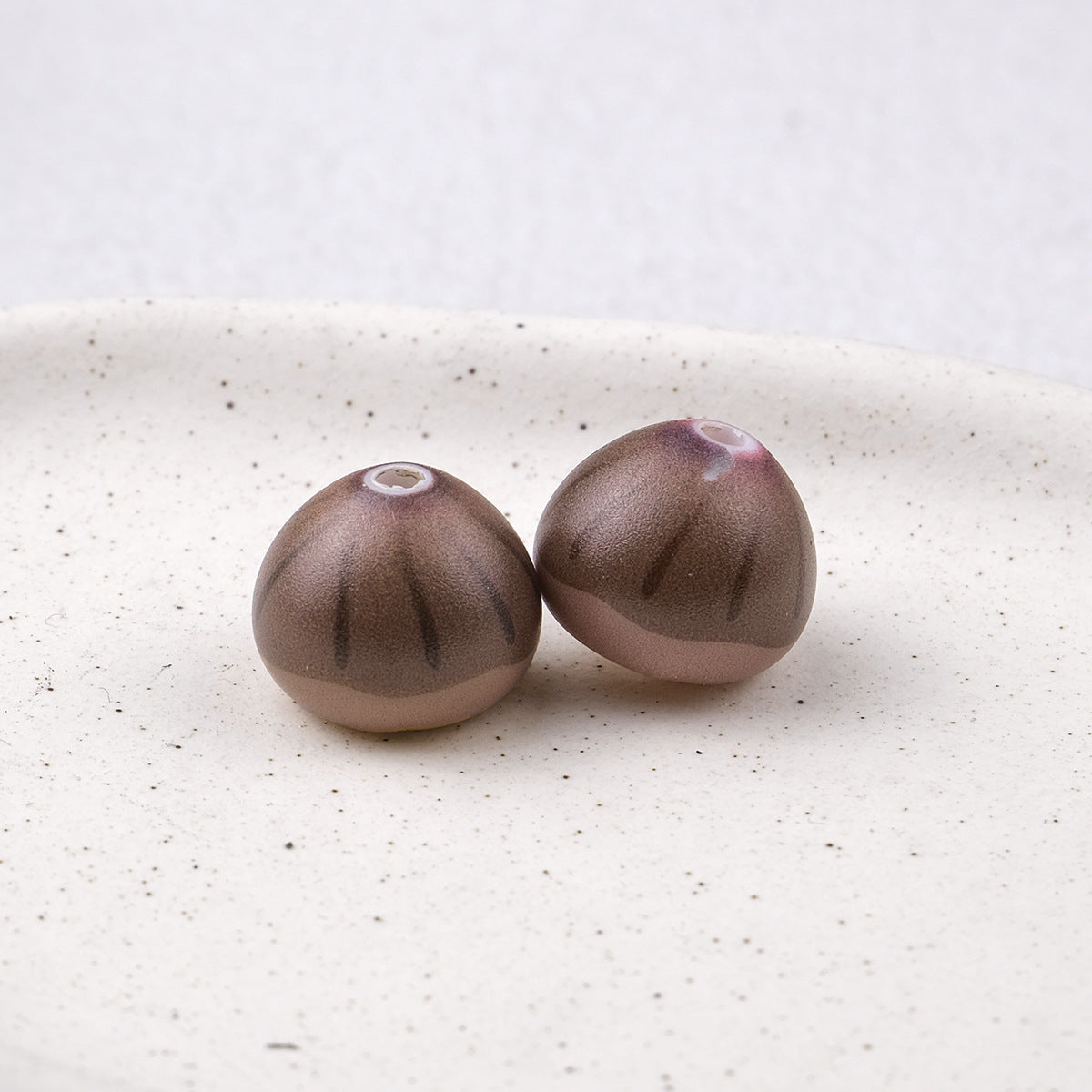 Cute Chestnut Acrylic Beads 13x16mm Painted Smile Face 20pcs 10